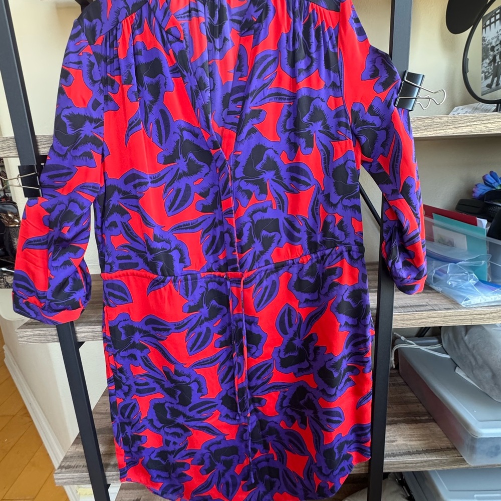 Diane Von Furstenberg Red and Purple Dress w/pockets. DVF